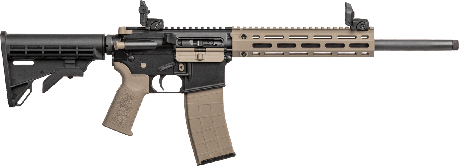 Tippmann Arms A101224 M4 LTE MSR 22 LR 25+1 16" Black Parkerized Threaded Barrel, Flat Dark Earth Aluminum Receiver w/Picatinny Rail, M-LOK Handguard, Black Adj CAR15 Polymer Stock, FDE Gen2 Grip, Rig