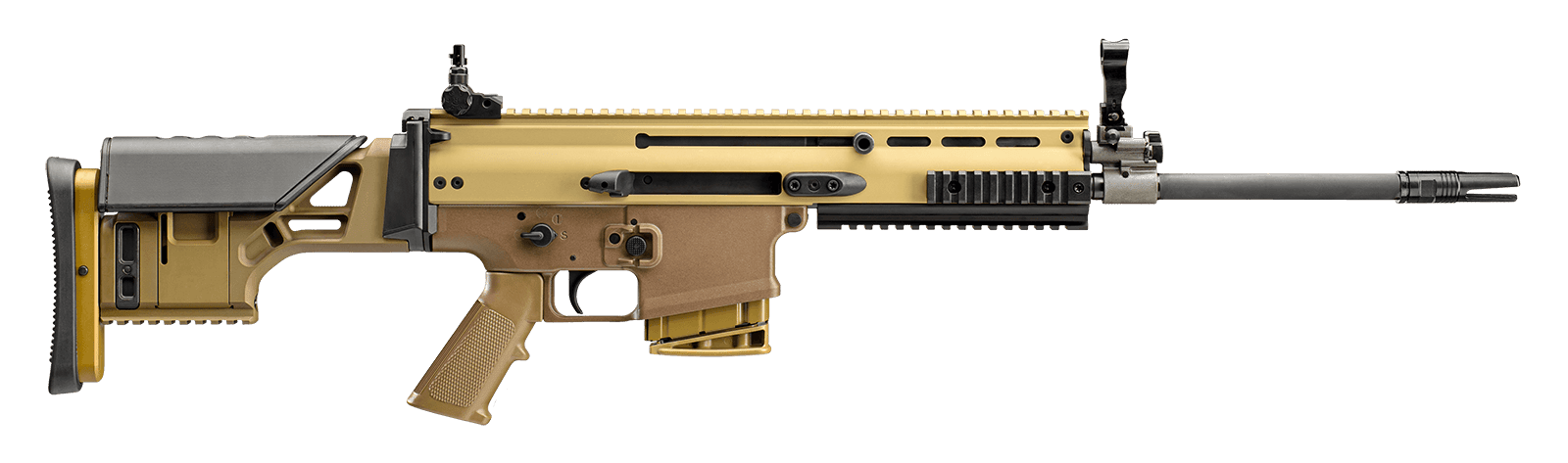FN 38-101746 SCAR 17s NRCH DMR 6.5 Creedmoor 10+1 16.25", FDE, Fully Adj. Precision Stock, A2 Grip, Folding Sights, Ambi Charging Handle, Geissele Trigger, 3 Prong Flash Hider
