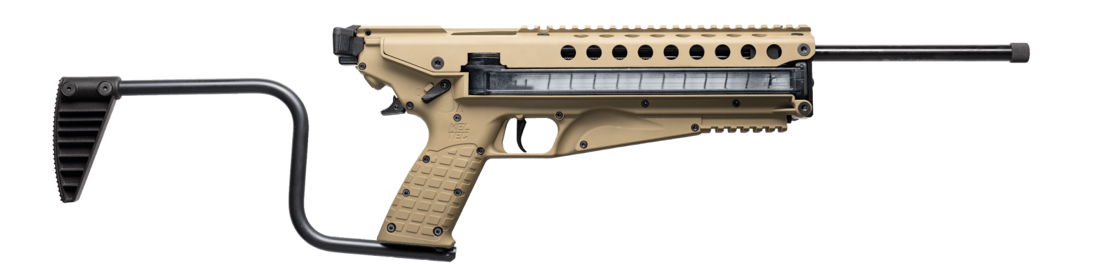 Kel-Tec R50TAN R50 5.7x28mm 50+1 16.10" Threaded Barrel, Tan Receiver & Polymer Grip, Side-Folding Stock, Adjustable Sights, QD Sling Mount