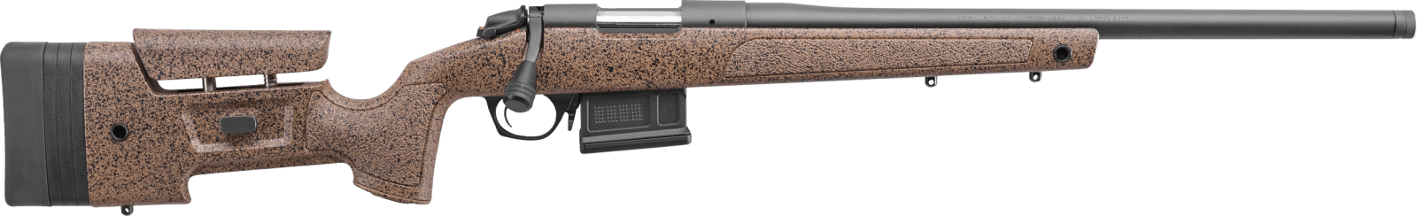 Bergara Rifles B14S3515C B-14 HMR 25 Creedmoor 5+1 24" Graphite Black Cerakote Threaded Barrel & Drilled & Tapped Receiver, Tan w/Black Flecks Adj Cheek & LOP Mini-Chassis Synthetic Stock, Right Hand