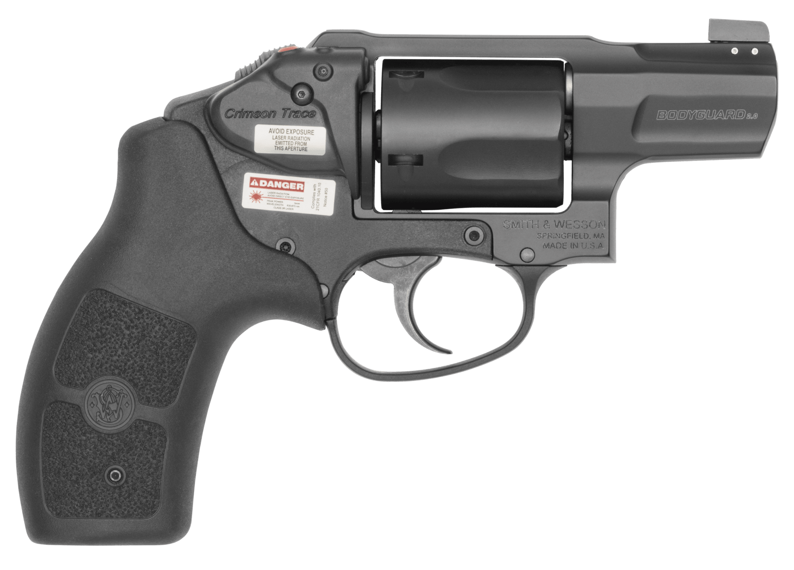 Smith & Wesson 14508 Bodyguard 2.0 w/Laser Small 38 Special +P 5 Shot 1.88" Black Stainless Steel Barrel, Black PVD Cylinder, Black Aluminum Alloy Frame, Black Polymer Grip, Crimson Trace Laser, Conce