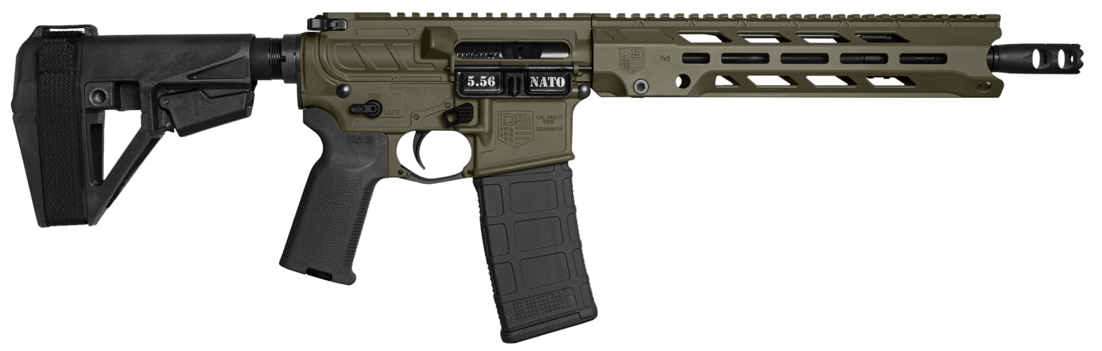 Diamondback DB1984K101 DB15 Obsidian 5.56 NATO 30+1 11.50" Black Nitride 11" M-LOK Handguard SBA5 Brace Magpul MOE K2 Grip