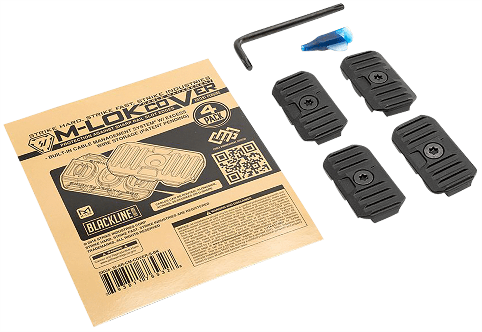 Strike Industries AR-CM-COVER-S-BK Cable Management Cover Short 1.57"L Black Polymer for M-Lok