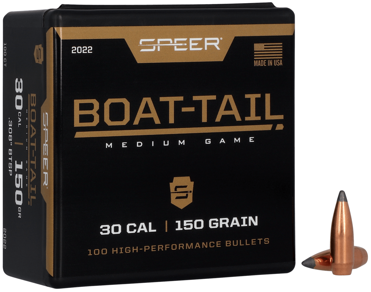 Speer 2022 Boat-Tail 30Cal 150gr Jacketed Soft Point Boat Tail 100 Per Box/5 Case