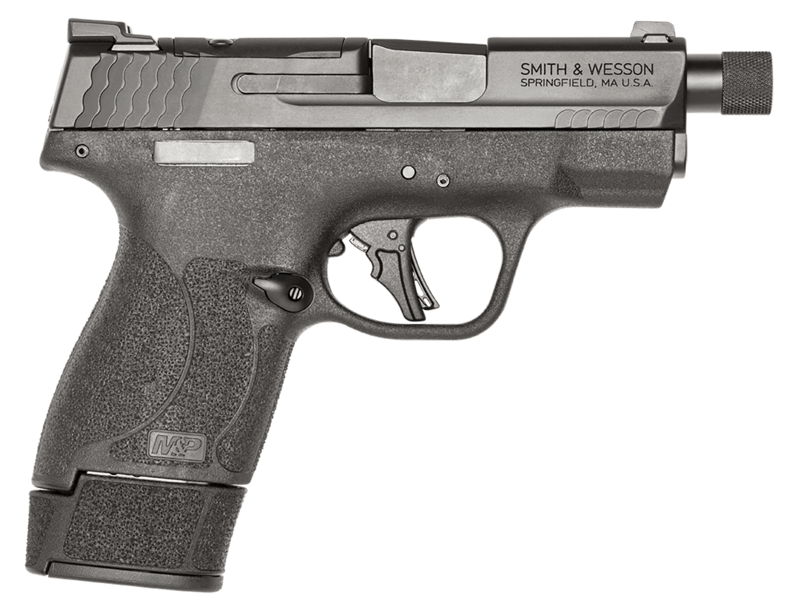 Smith & Wesson 14095 M&P9 Shield Plus Micro-Compact Frame 9mm 10+1 15+1 13+1 3.70" Black Armornite Stainless Steel Slide Black Polymer Frame Textured Grip
