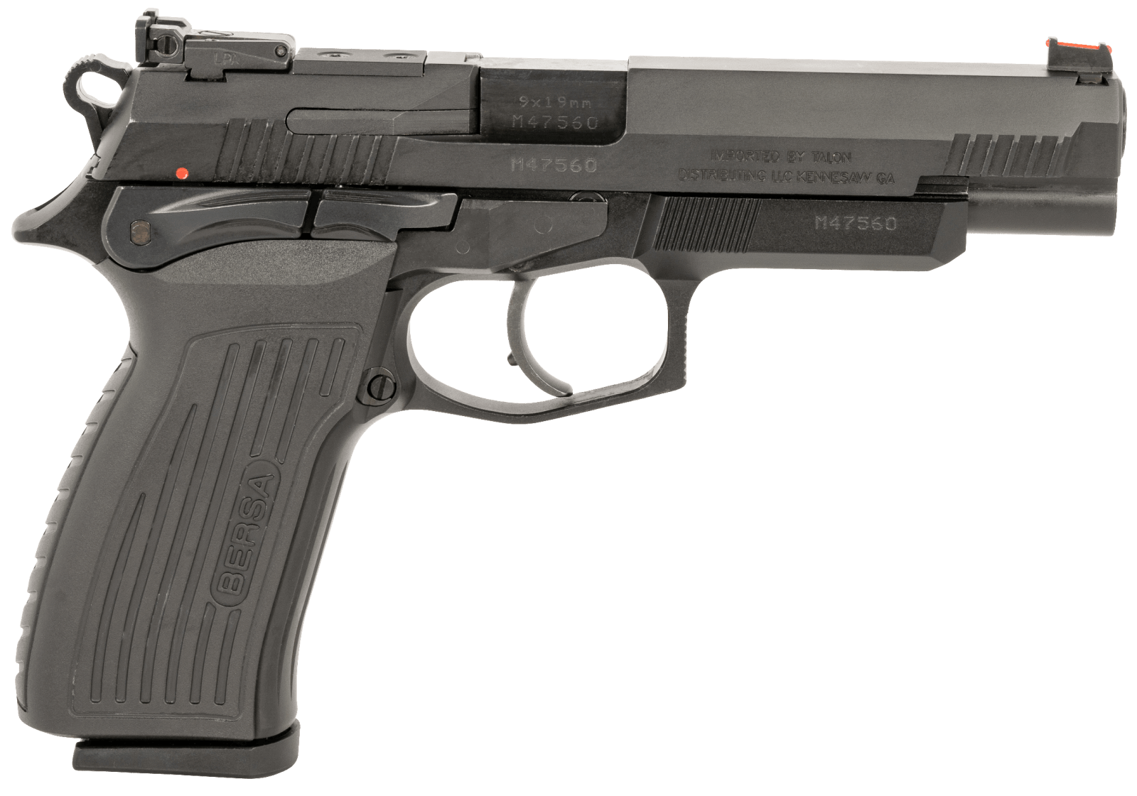 Bersa TPR9XT TPR XT Full Size Frame 9mm Luger 17+1, 4.96" Black Steel Barrel, Matte Black Serrated Steel Slide & Aluminum Frame, Ambidextrous