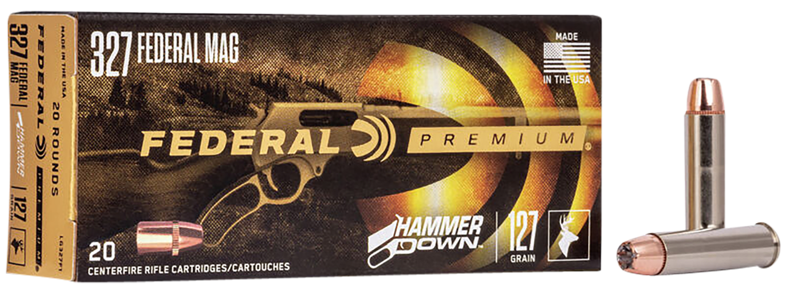 Federal LG327F1 Premium HammerDown 327FederalMag 127gr Bonded Hollow Point 20 Per Box/10 Case