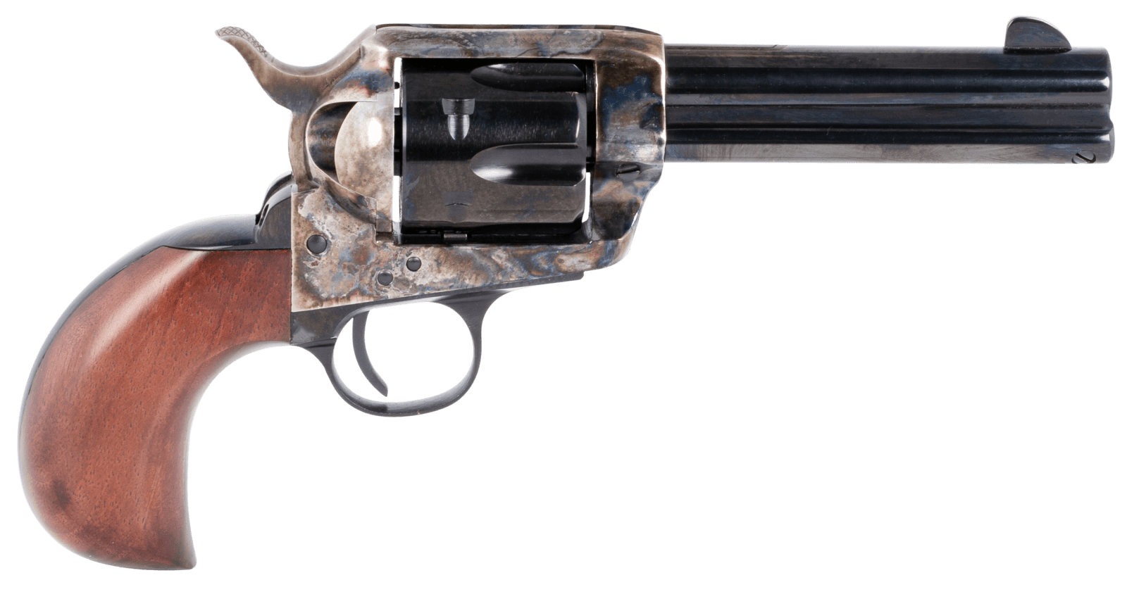 Taylors & Company 200069 1873 Cattleman 357 Mag Caliber with 4.75" Blued Finish Barrel, 6rd Capacity Blued Finish Cylinder, Color Case Hardened Finish Steel Frame & Birdshead Walnut Grip