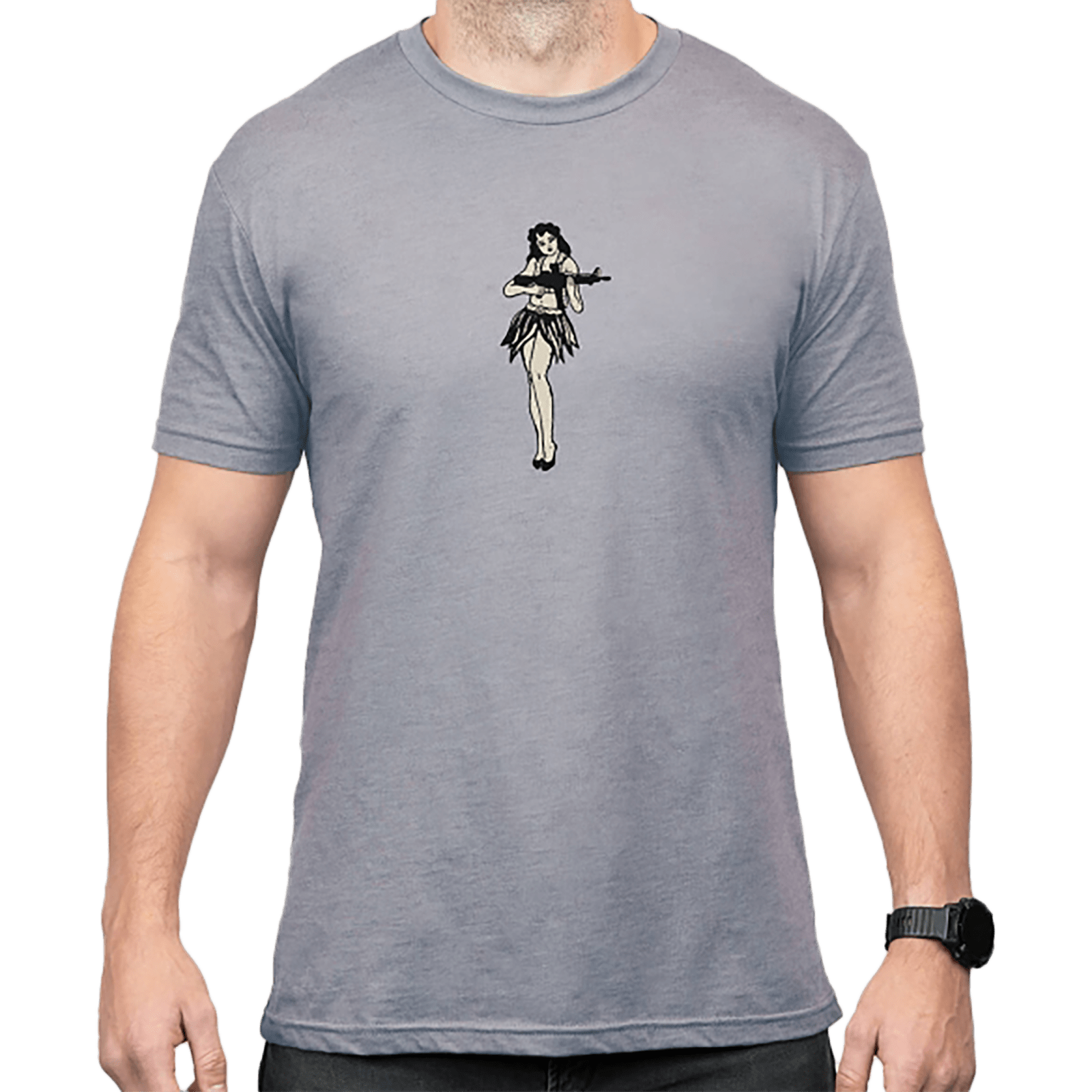 Magpul MAG1117-041-L Hula Girl CVC  Stone Gray Heather Cotton/Polyester Short Sleeve Large