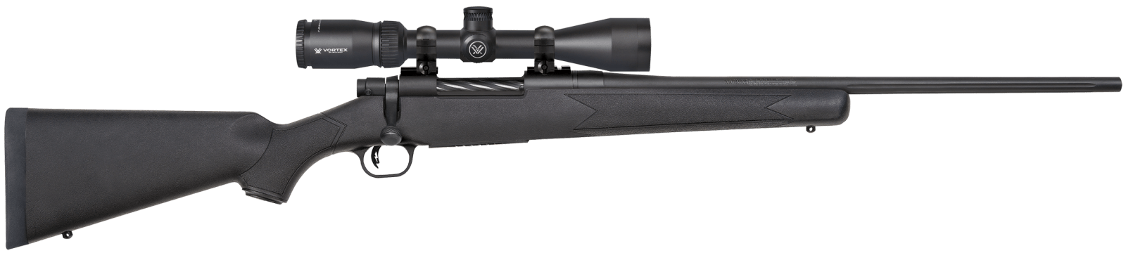 Mossberg 28052 Patriot  22-250 Rem Caliber with 5+1 Capacity, 22" Fluted Barrel, Matte Blued Metal Finish & Black Synthetic Stock Right Hand (Full Size) Includes Vortex Crossfire II 3-9x40mm Scope