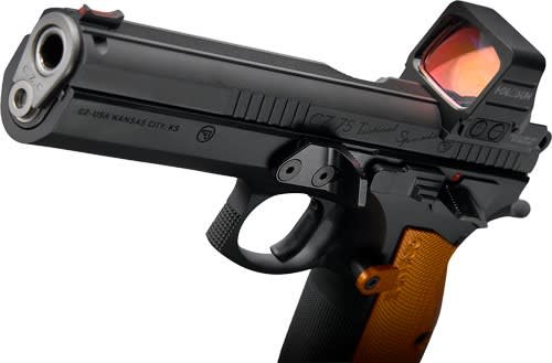 CZ CUSTOM TS ORANGE CUSTOM 9MM 5.2" 19RD BLACK HOLOSUN COMP