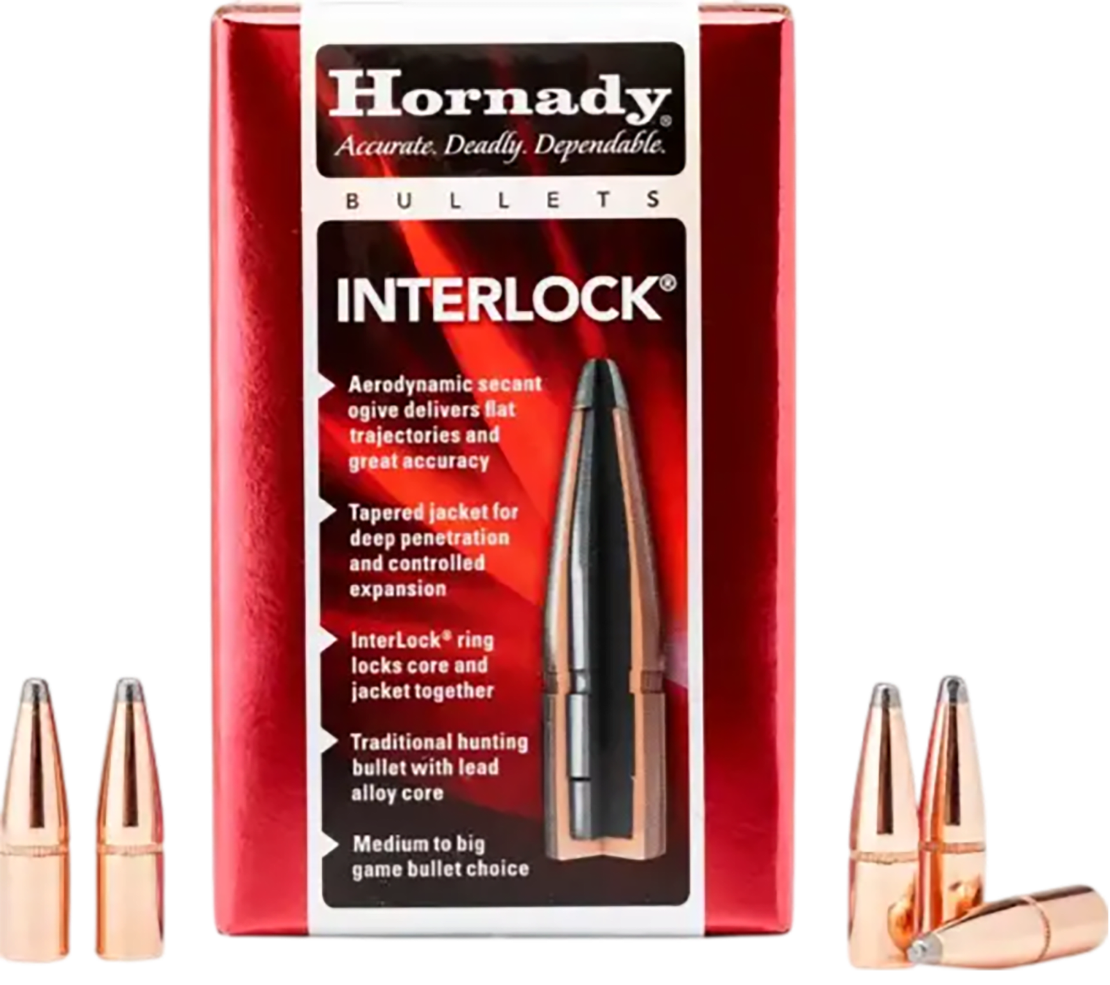 Hornady 3033 InterLock  30 Cal .308 150 gr Boat Tail Soft Point 100 Per Box/ 15 Case