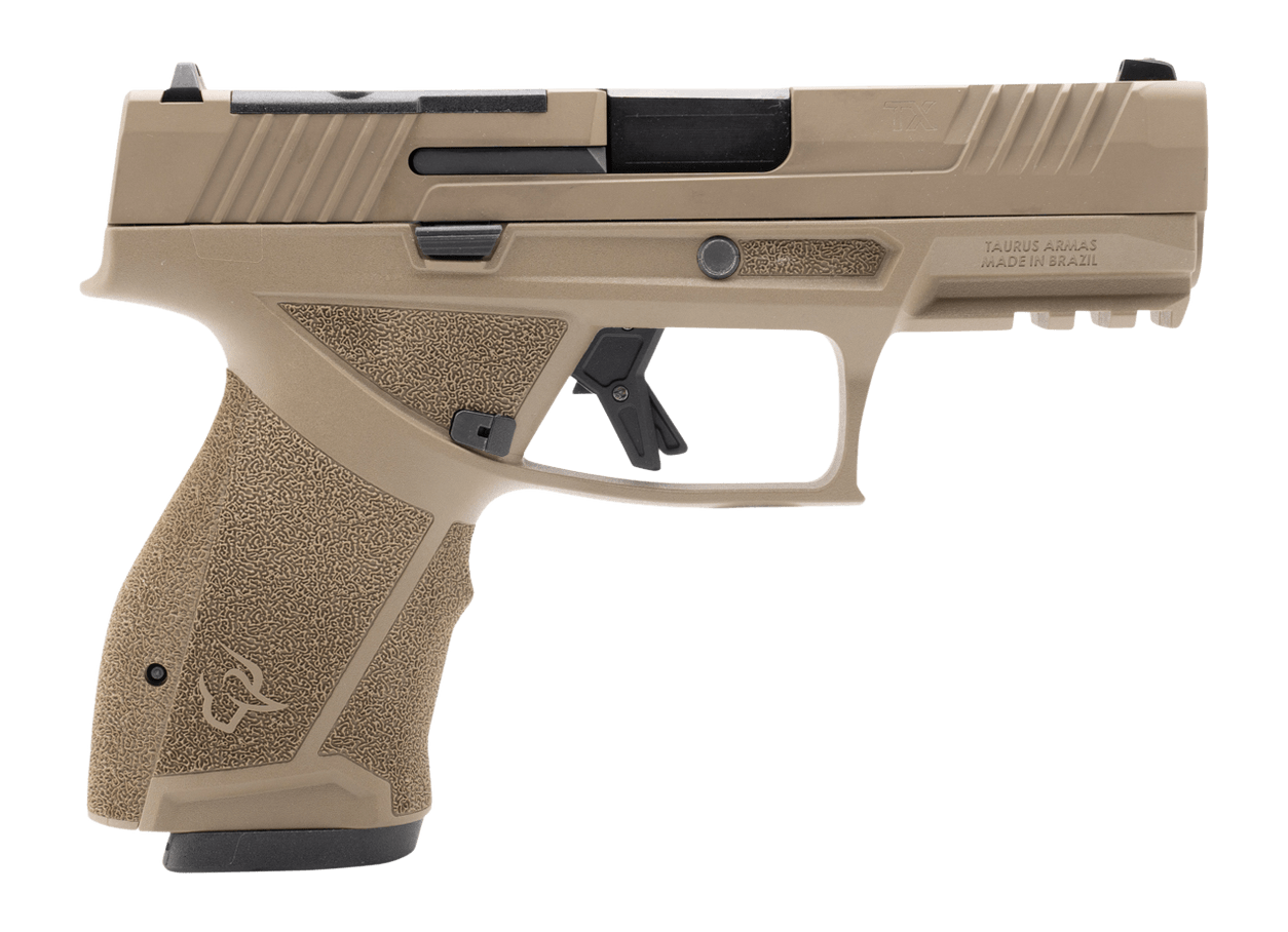 Taurus TX 9 Compact 9mm Luger 15+1 4" Black Barrel, Flat Dark Earth Alloy Steel Optic Ready/Serrated Slide, Flat Dark Earth Stainless Steel Frame w/Picatinny Rail, Interchangeable Backstrap Grip