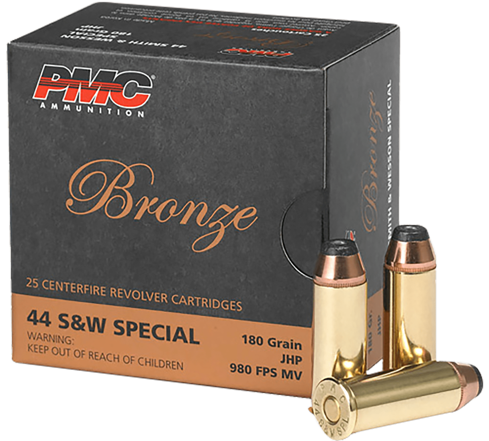PMC 44SB Bronze 44S&WSpl 180gr Jacketed Hollow Point 25 Per Box/20 Case