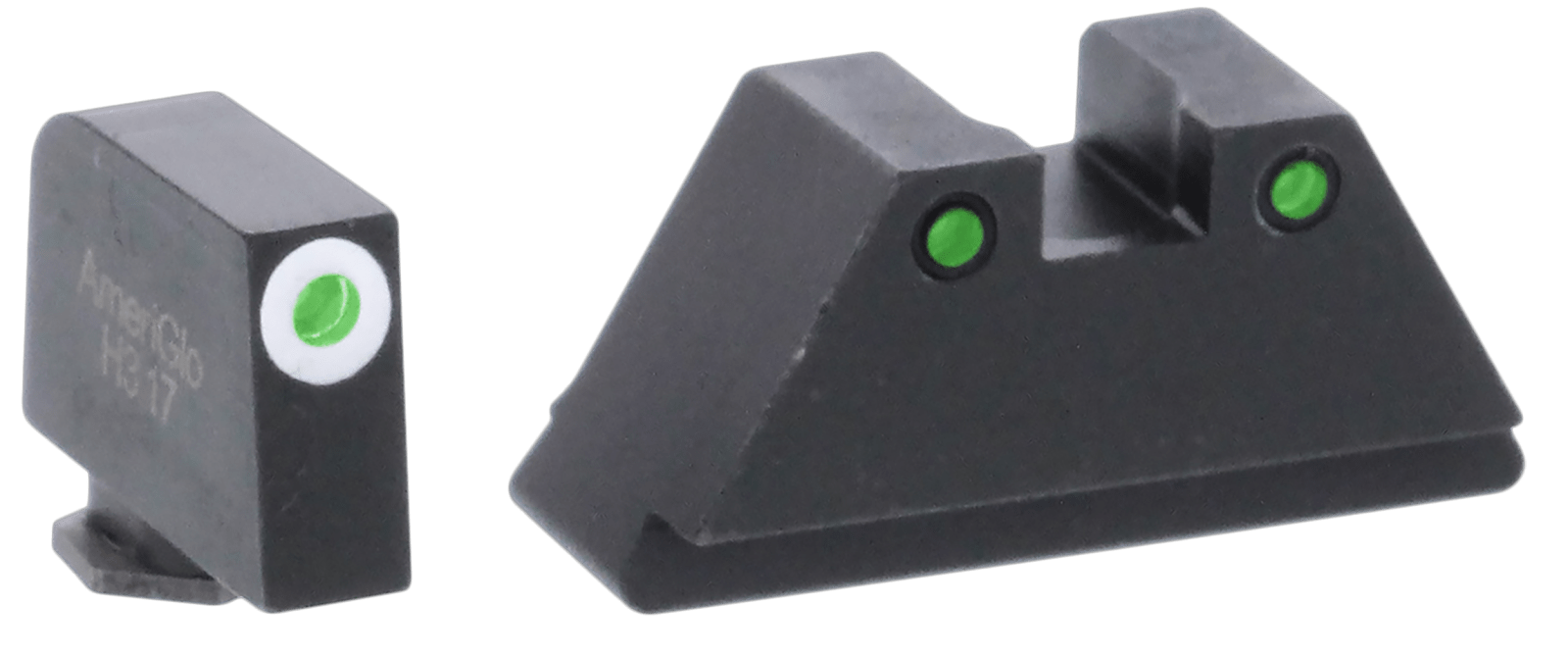 AmeriGlo GL152 Optic Compatible Sight Set for Glock  XL Tall Green Tritium White Outline Front Sight-Green Tritium Black Outline Rear Sight