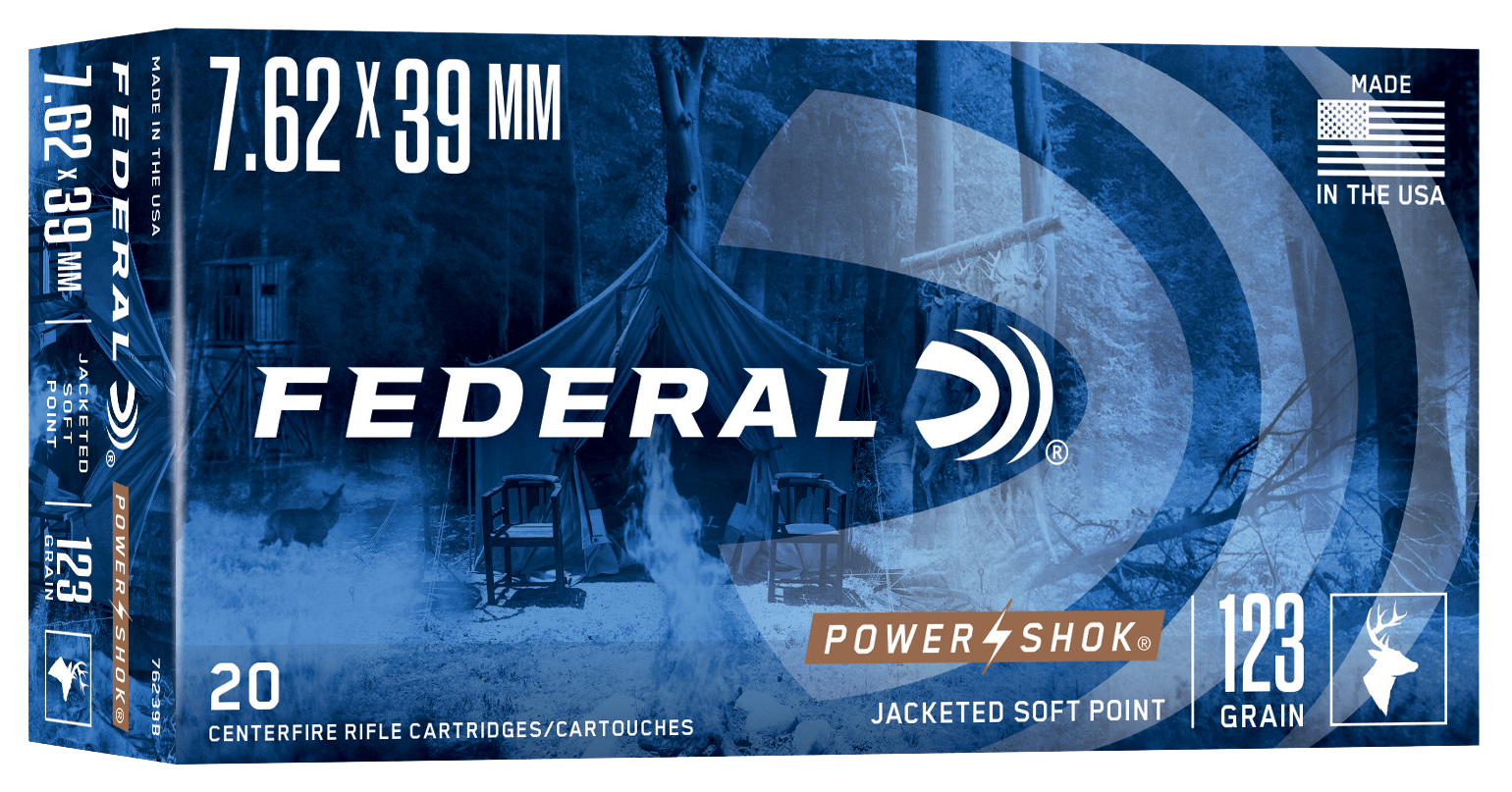Federal 76239B Power-Shok  7.62x39mm 123gr Jacketed Soft Point 20 Per Box/10 Case