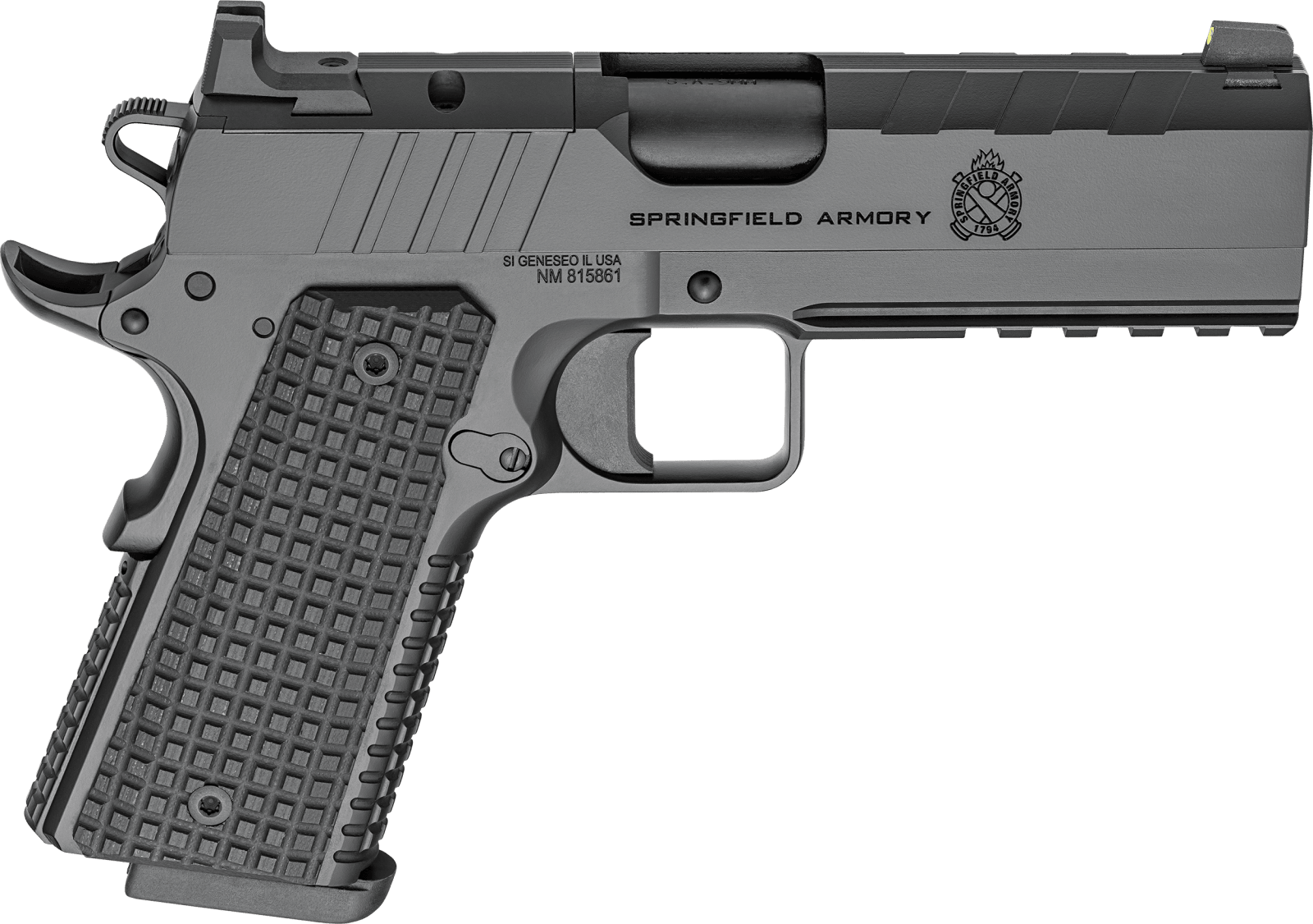 Springfield Armory PX9227LAOS 1911 Emissary 9mm 9+1 4.25" Stainless Steel Barrel Optic Ready Black Carbon Steel Slide VZ Grips Thin-Line G10 Grip