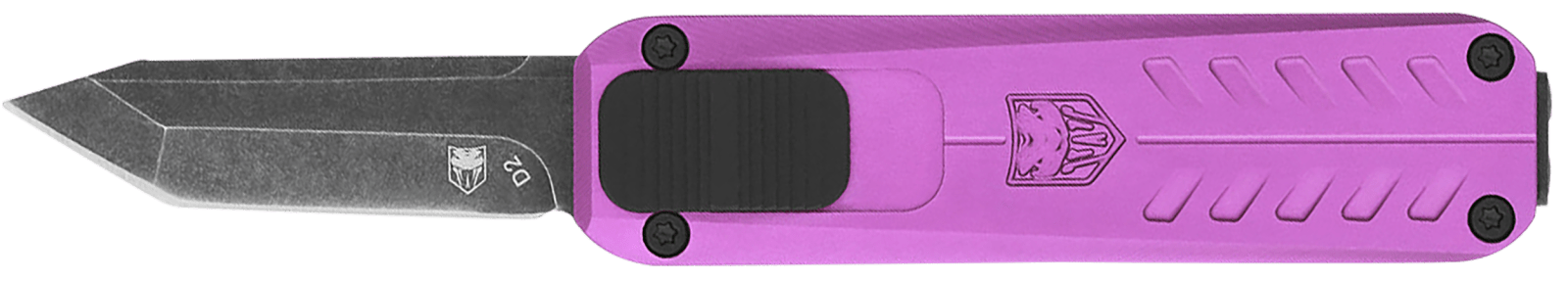 CobraTec Knives CALI929TBPURTNS California 929TB 1.75" OTF Tanto Plain Stonewashed D2 Steel Blade/ Purple Anodized Aluminum Handle Includes Pocket Clip/Pouch