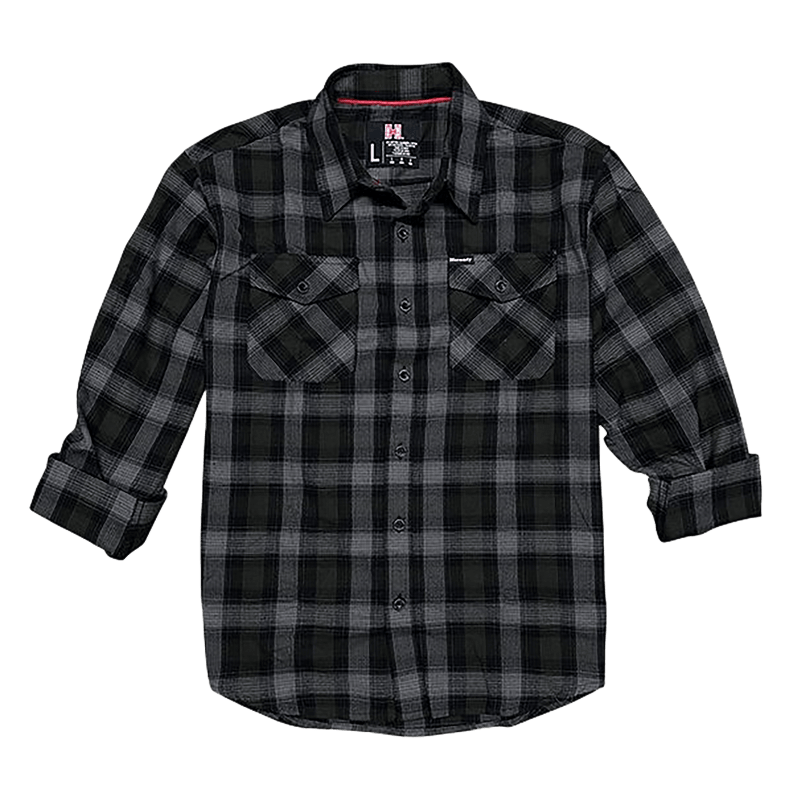 Hornady Gear 32213 Flannel Shirt Large Olive/Black/Gray, Cotton/Polyester, Relaxed Fit Button Up