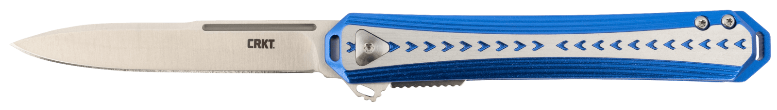 CRKT 6710 Stickler 3.38" Folding Plain Satin 12C27 Sandvik Blade/ Blue & Silver Aluminum Handle Includes Pocket Clip