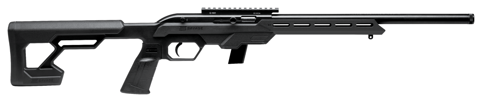 Savage Arms 45114 64 Precision Full Size 22 LR 10+1 16.50" Matte Black Heavy Threaded Barrel, Matte Black Picatinny Rail Carbon Steel Receiver, M-LOK Handguard, Black Chassis Synthetic Stock, Black Po