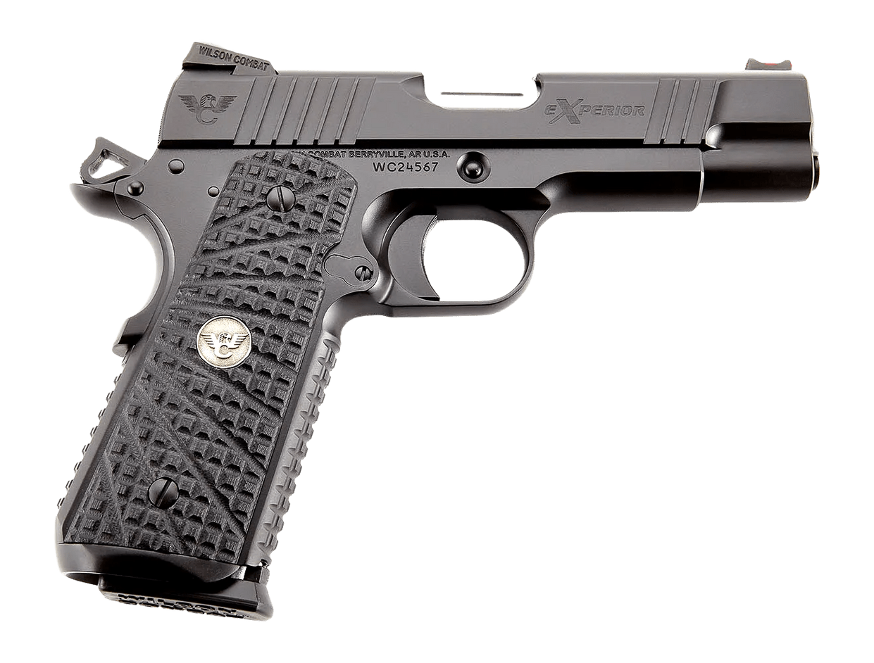 Wilson Combat XPCOM9 eXperior Commander Commander Frame 9mm Luger 10+1 4.25" Stainless Match Grade Barrel, Black Armor-Tuff Carbon Steel Serrated Slide & Frame w/Beavertail, Black G10 TRAK Grip, Ambid