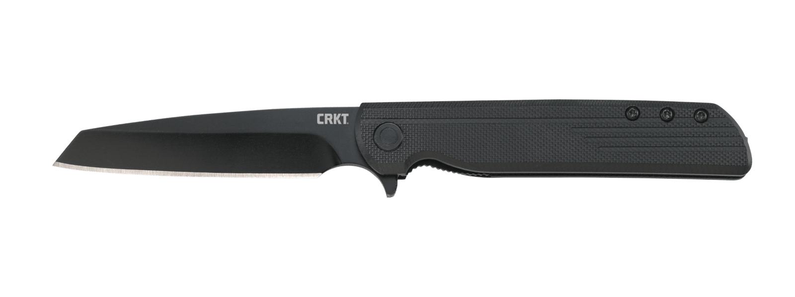 CRKT 3802K LCK + Blackout 3.24" Folding Tanto Plain Black Oxide 8Cr13MoV SS Blade/ Black GRN Handle Includes Pocket Clip