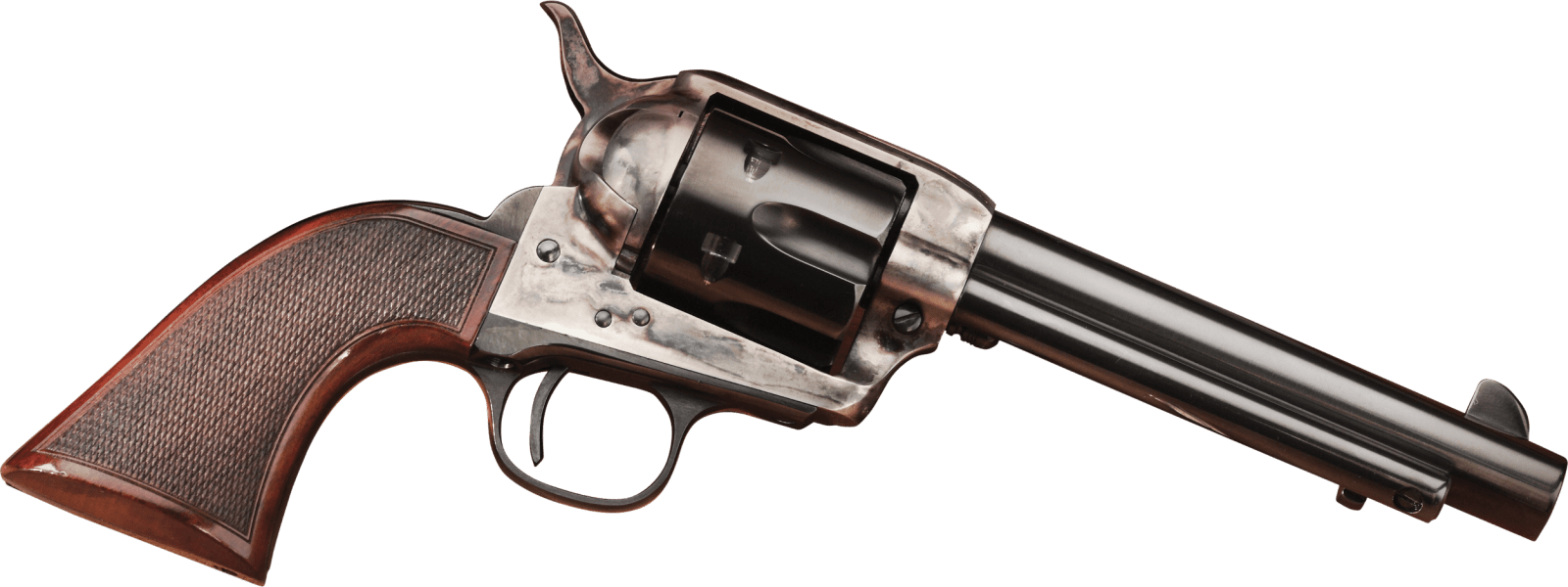 Taylors & Company 556202DE Short Stroke Smoke Wagon  45 Colt (LC) 6rd 5.50" Blued Cylinder & Barrel Color Case Hardened Steel Frame Checkered Walnut Navy Size Grip (Taylor Tuned)