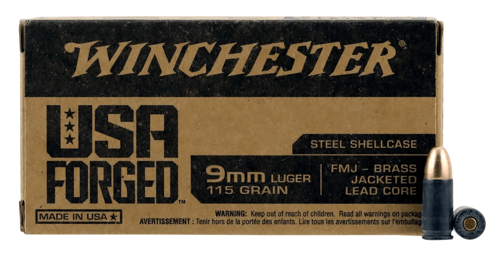 Winchester Ammo WIN9SV USA Forged 9mmLuger 115gr Full Metal Jacket 50 Per Box/10 Case