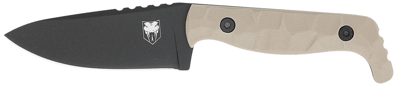 CobraTec Knives CTKPTAN KingPin EDC 4" Fixed Drop Point Plain Black Powder Coated D2 Steel Blade, 4" Tan Textured G10 Scales Handle
