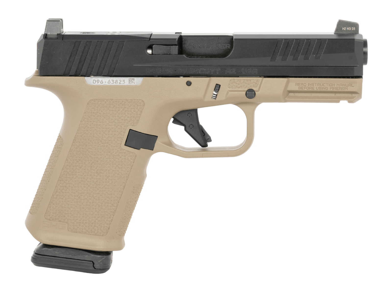 Ruger 19426 RXM 9mm Luger 15+1 4.50" Black FNC Nitride Barrel & Optic Ready/Serrated Slide, Flat Dark Earth Polymer Frame w/Accessory Rail, Textured Grip, RMSc/RMR/DeltaPoint Pro Footprint
