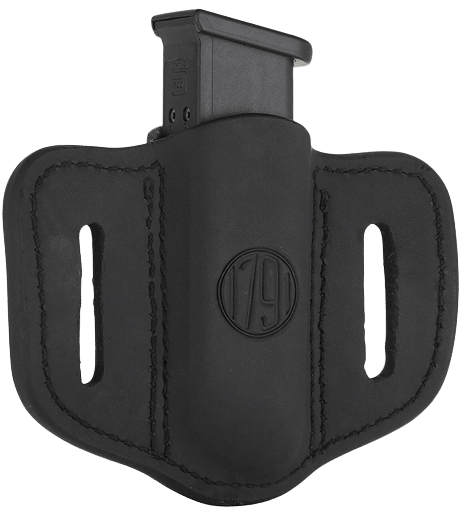 1791 Gunleather MAG12SBLA MAG1.2 Single Mag Holster Stealth Black Leather Belt Slide Compatible w/ Double Stack Ambidextrous