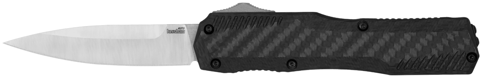 Kershaw 9000CF Livewire  3.35" OTF Dagger, Plain Black PVD CPM MagnaCut Steel Blade, Black Anodized Aluminum Handle