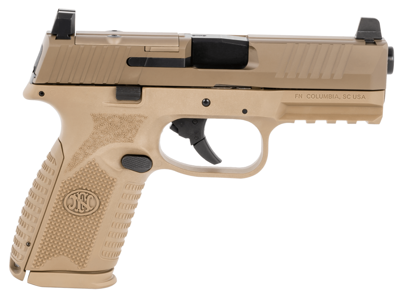 FN 66100741 509M MRD Mid-Size 9mm Luger 15+1 4" Black Recessed Crown Barrel, Flat Dark Earth PVD Optic Ready/Serrated Steel Slide, Flat Dark Earth Polymer Frame w/Picatinny Rail, Ambidextrous