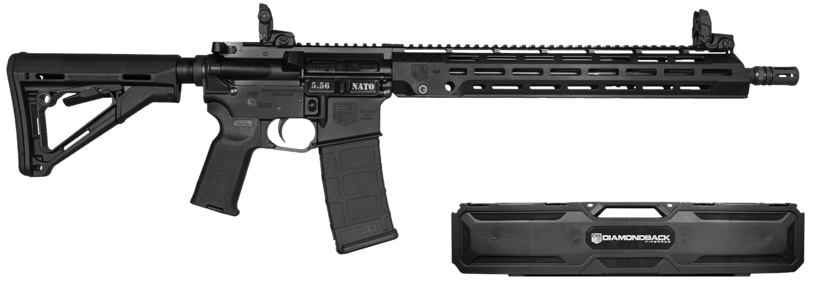 Diamondback DB1889K001 DB15 Knight's Armament 5.56 NATO 30+1 16" Phosphate Chrome Lined Threaded Barrel, Black Anodized Picatinny Rail Aluminum Receiver, Magpul CTR Synthetic Stock, Magpul MOE K2 Grip