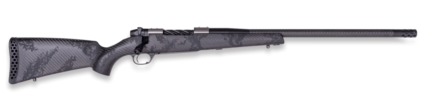 Weatherby MGT01N7MMBR2B Mark V Backcountry Guide TI 7mm BC 3+1 22" Graphite Black Cerakote Fluted Threaded Carbon Barrel, Titanium Drilled & Tapped Receiver, Exposed Carbon w/Carbide Black Accents Fix