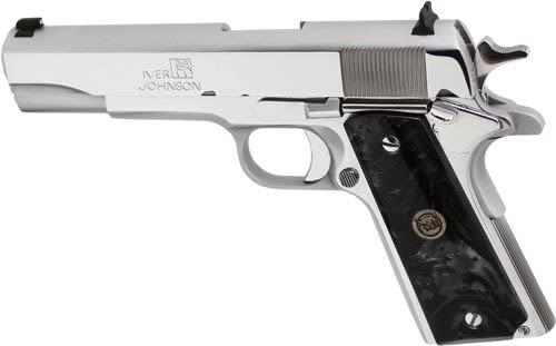 IVER JOHNSON 1911A1 38 SUPER 5" FS 9RD CHROME BLACK PEARL<