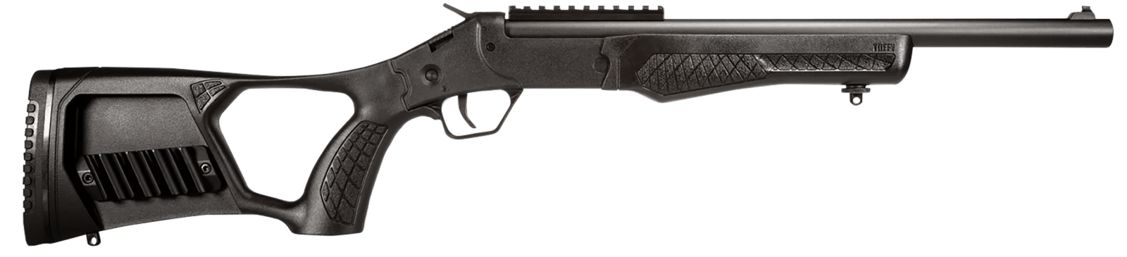Rossi SSPS45-BK Tuffy Single Shot 45 Colt (LC)/410 Gauge (3" Chamber) 1rd 16.50", Black, Thumbhole Pistol Grip Stock with Shell Holder, Overmolded Grip, Front Iron Sight, Optics Mount