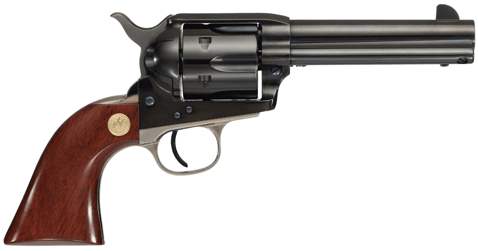 Cimarron MP410B1401 Pistoleer 45 Colt (Long Colt) 6 Shot 4.75" Blued Stainless Steel Barrel, Blued Cylinder, Blued Steel Frame, Walnut Grip, Exposed Hammer