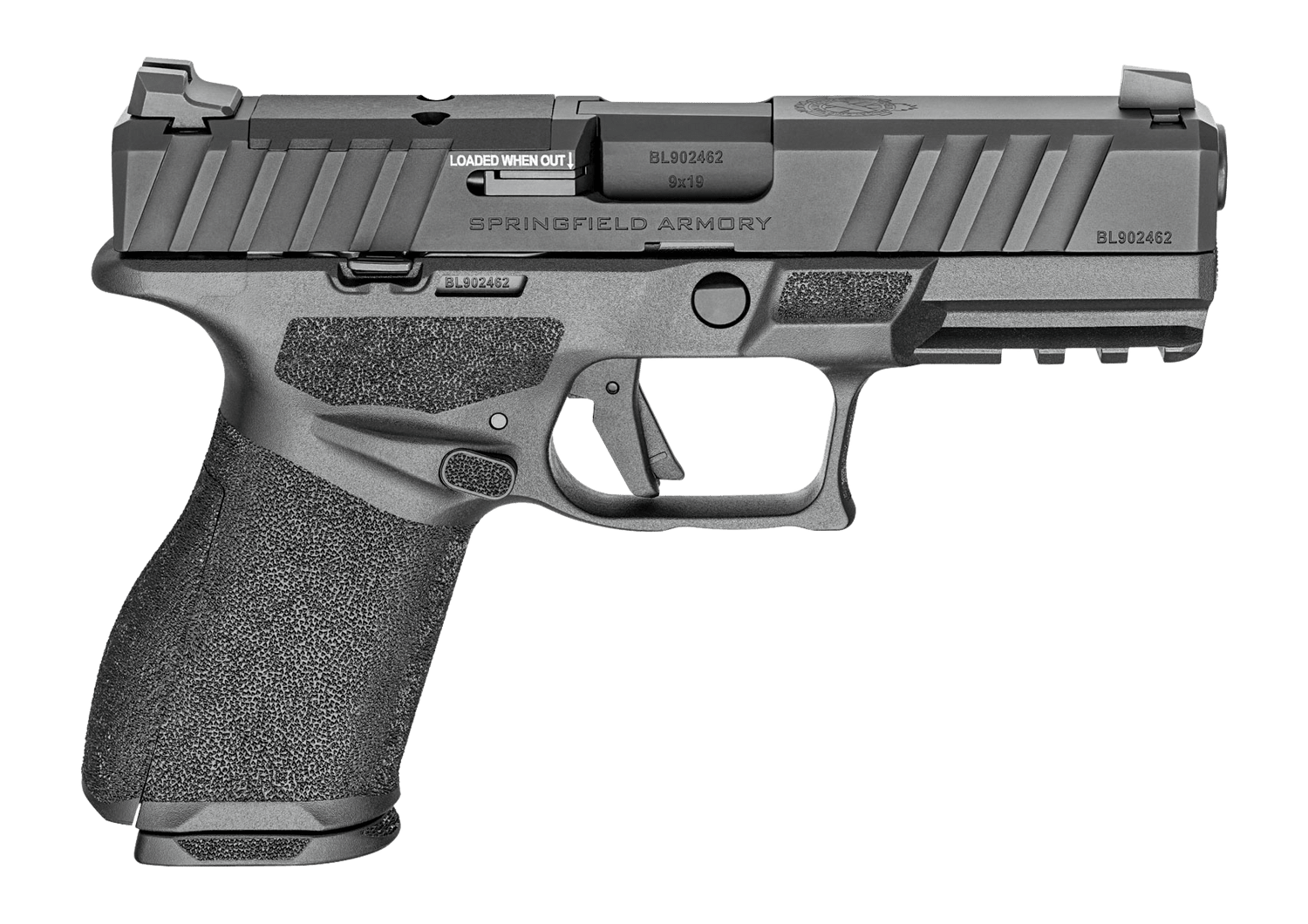 Springfield Armory ECA9409BCA Echelon Alpha 40.C 9mm Luger 10+1 4" Black Melonite Barrel & Optic Ready/Serrated Slide, Black Polymer Frame w/Picatinny Rail Adaptive Texture Grip, *CA Compliant