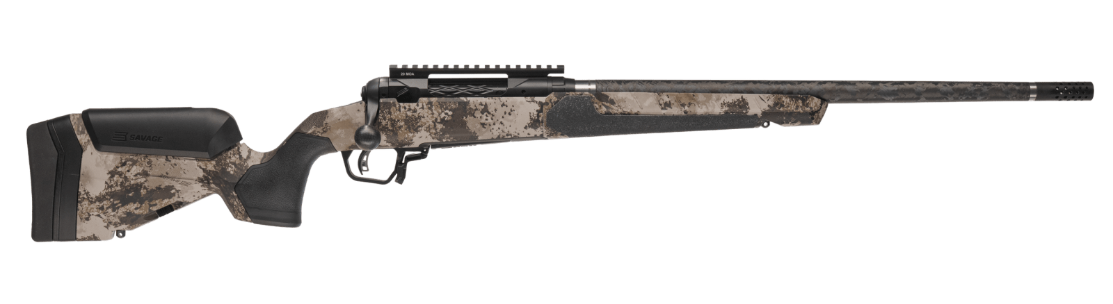 Savage Arms 32734 110 UltraLite Pro Full Size 6.5 PRC 3+1 20" Carbon Fiber Barrel, Savage Western Camo Accufit V2 Synthetic Stock, Right Hand