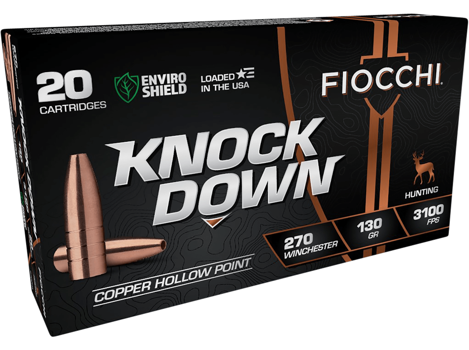 Fiocchi 270CHA Knock Down Enviro Shield 270Win 130gr Hollow Point 20 Per Box/10 Case