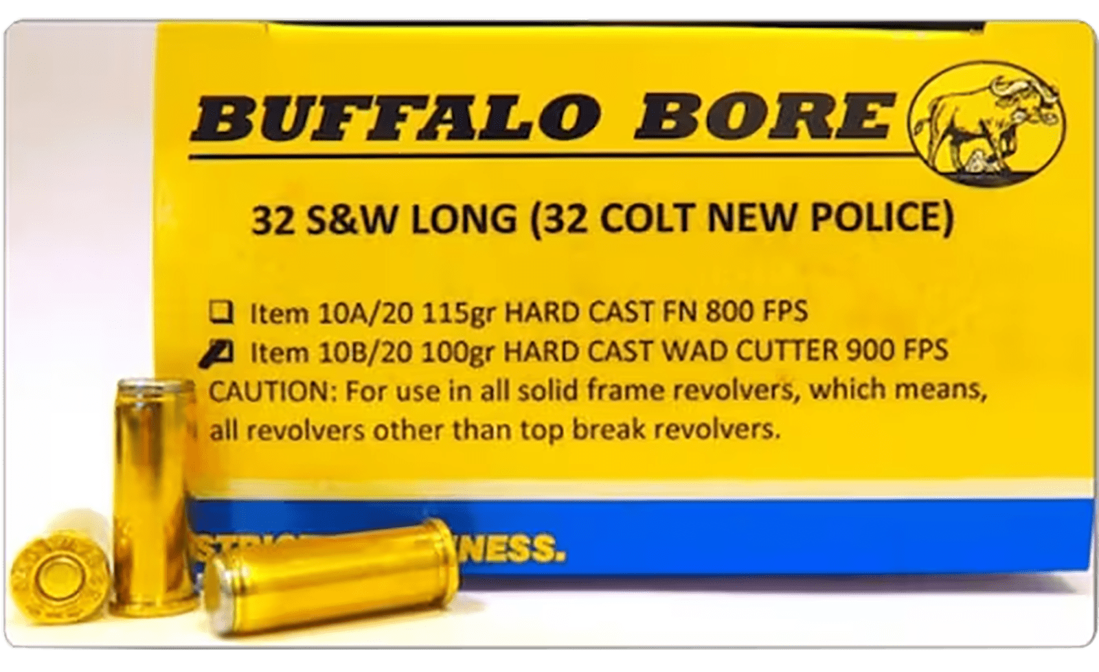 Buffalo Bore Ammunition 10B20 Personal Defense Strictly Business 32S&W Long 100gr Hard Cast Wadcutter 20 Per Box/12 Case
