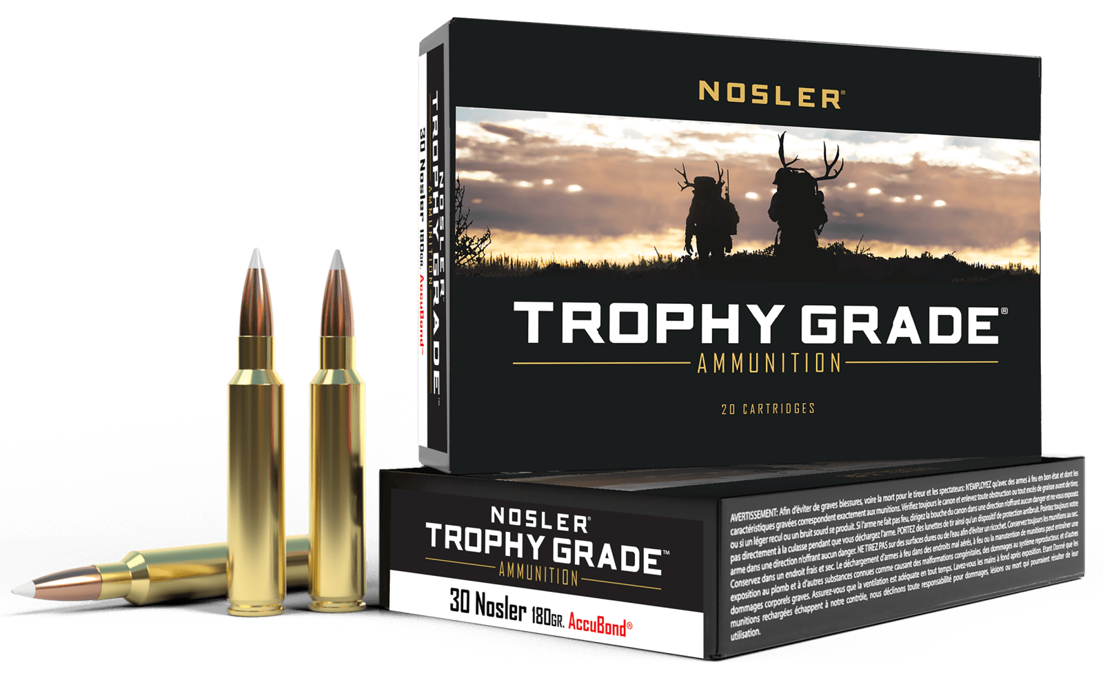 Nosler 60117 Trophy Grade  30Nosler 180gr Nosler AccuBond 20 Per Box/10 Case