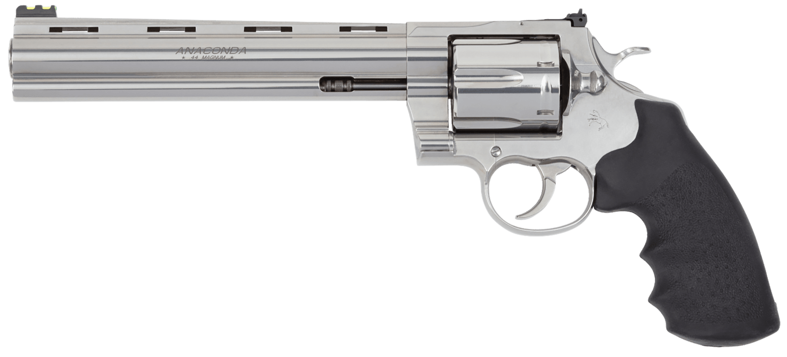 Colt Mfg ANACONDASP8RFT Anaconda Target 44 Mag 6rd 8" Stainless Vent Rib Barrel, Stainless Steel Frame Black & Rubber Grip