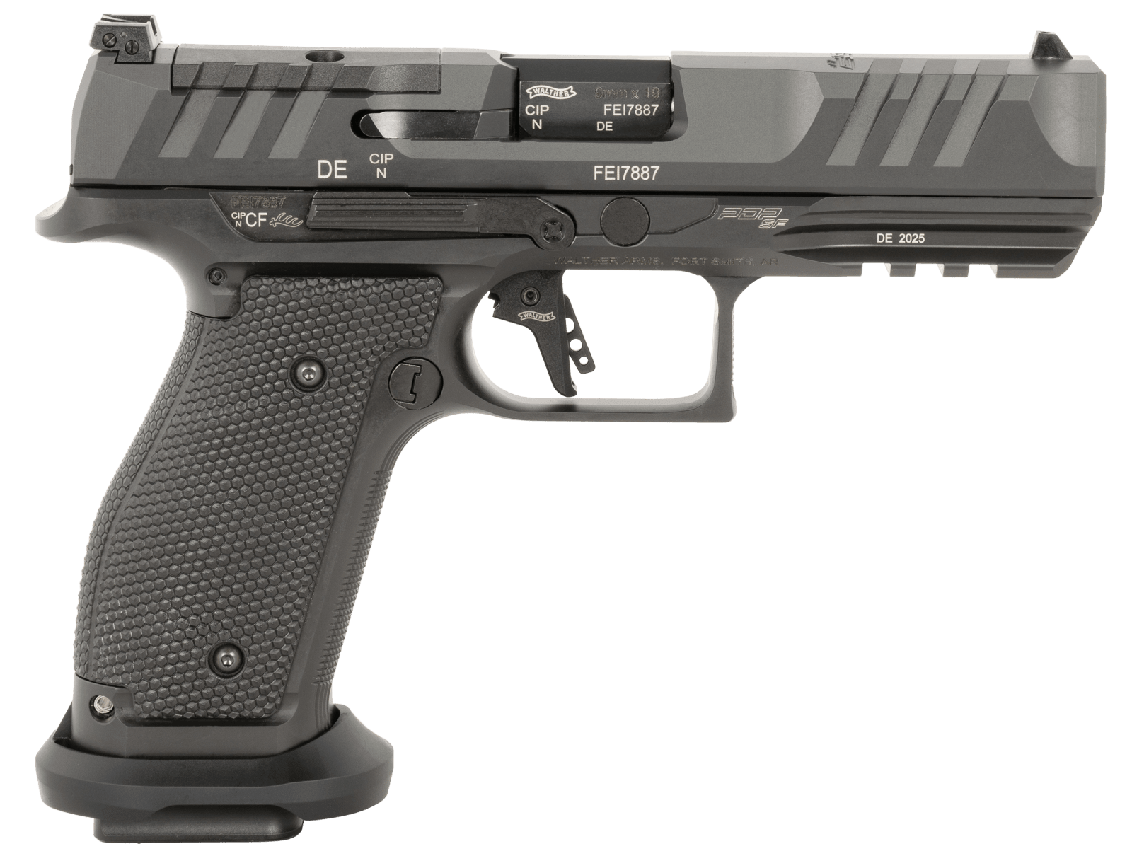 Walther Arms 2897008 PDP Pro Full Size Frame 9mm Luger 20+1 4.50" Black Steel Barrel, Black Optic Ready/Serrated Steel Slide, Black Steel Frame w/Picatinny Rail, Textured Polymer Grip