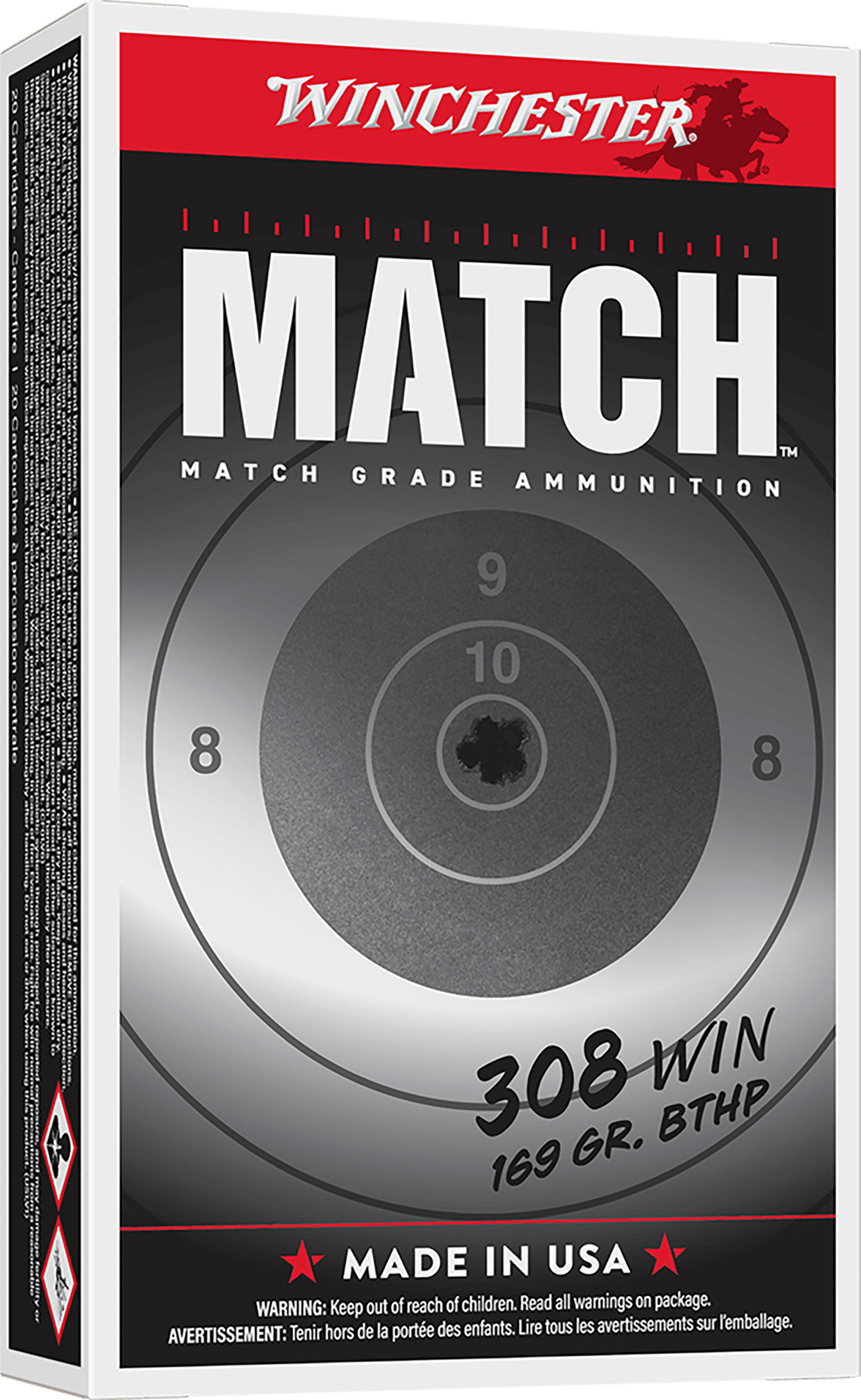 Winchester Ammo S308M2 Match Elite Marksman 308Win 169gr Sierra MatchKing BTHP 20 Per Box/10 Case