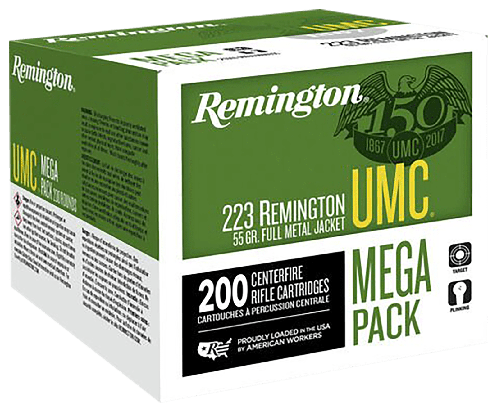 Remington Ammunition 23683 UMC Mega Pack 223Rem 55gr Full Metal Jacket 200 Per Box/4 Case