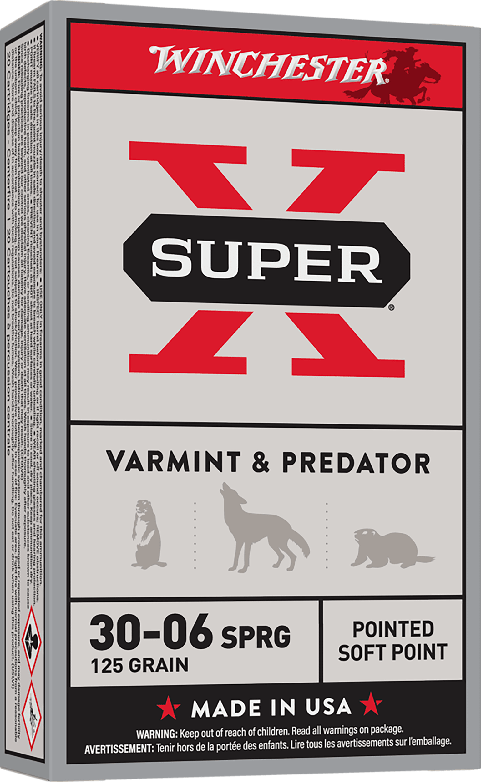 Winchester Ammo X30062 Super X  30-06Springfield 125gr Pointed Soft Point 20 Per Box/10 Case