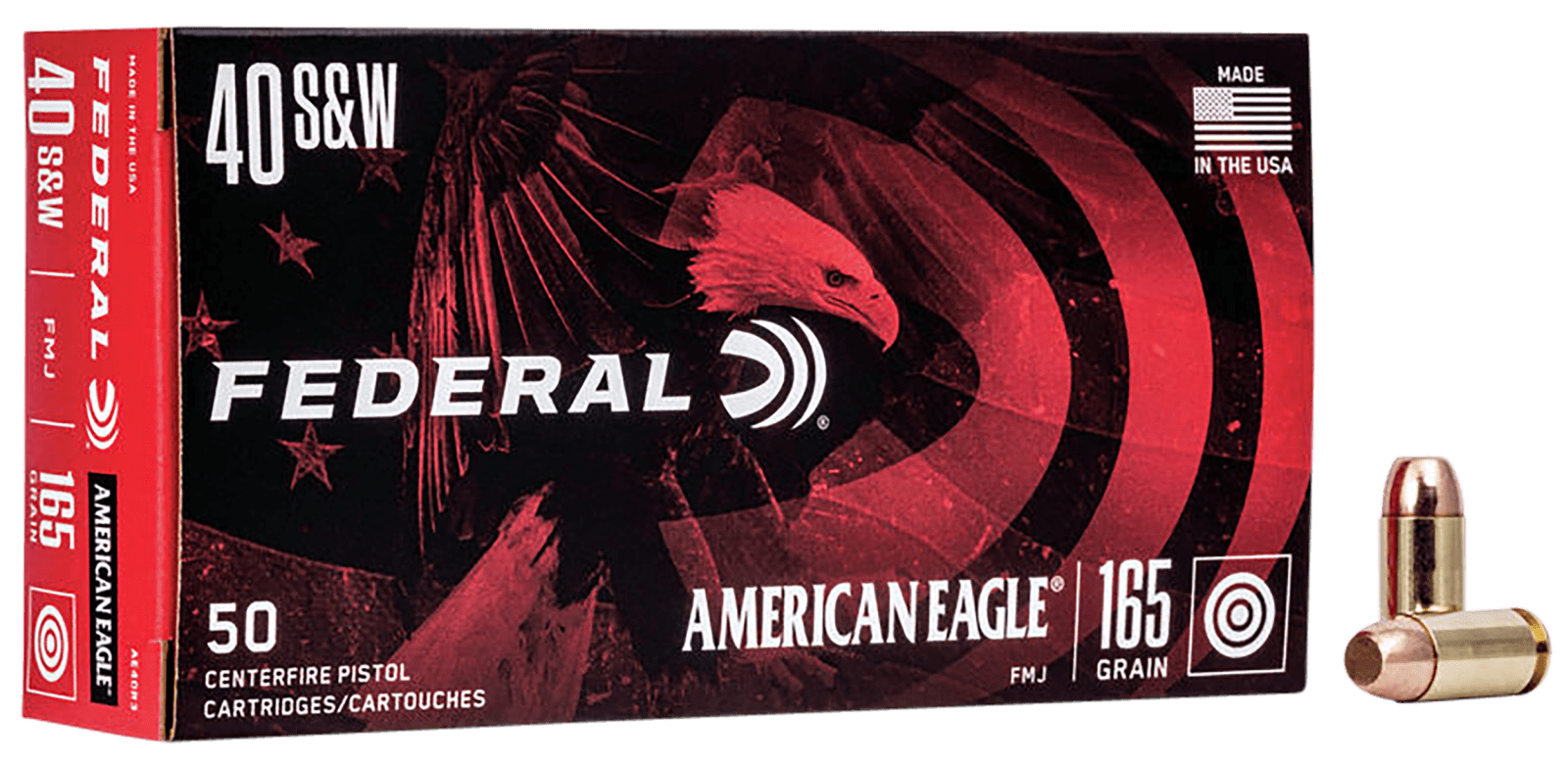 Federal AE40R3 American Eagle Handgun 40S&W 165gr Full Metal Jacket 50 Per Box/20 Case